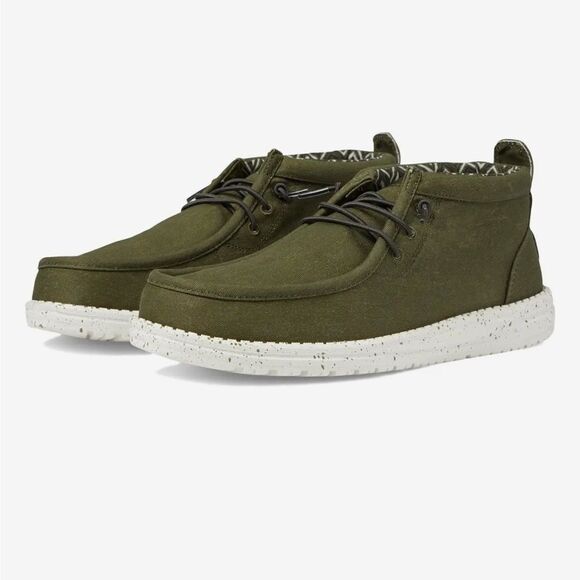 Hey Dude Men's Wally Mid Canvas Olive Men Shoes size 9 - Picture 1 of 9